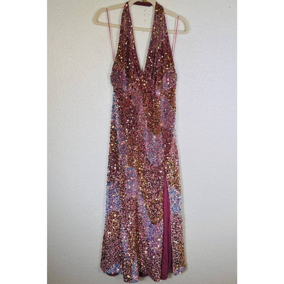Free People Glitter and Gold Dress Women Medium Sequin Sparkle Event Prom Party - Picture 1 of 11